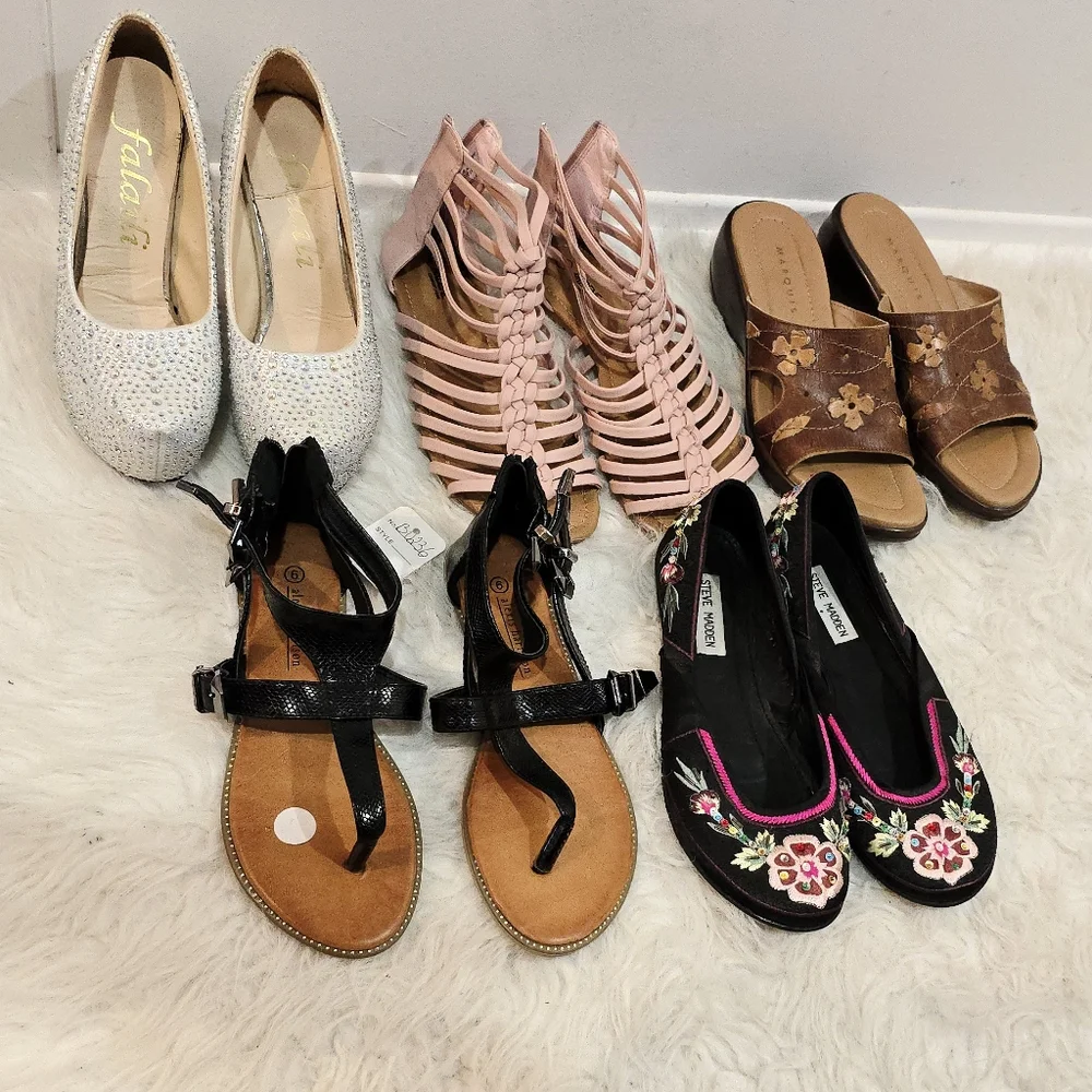 โจ 6 US Set of 5 Pairs of Women's Shoes โ Comfort, Style & Unique Details Ideal - Picture 1 of 16